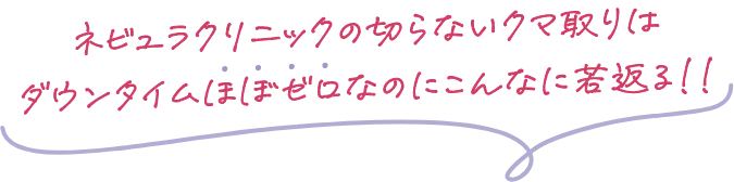 ネビュラクリニックの切らないクマ取りはダウンタイムほぼゼロなのにこんなに若返る