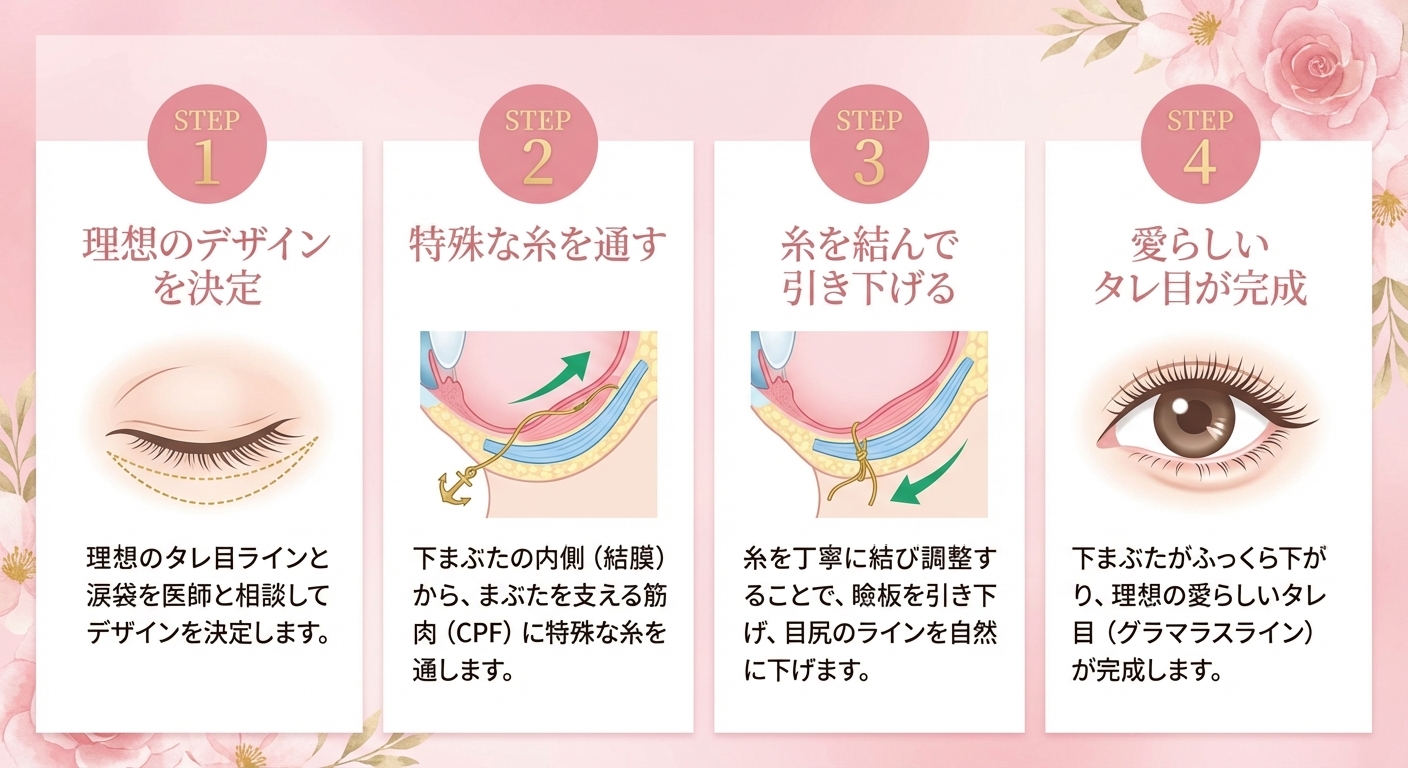 グラマラスライン形成の仕組み（筋膜の引き下げ）
