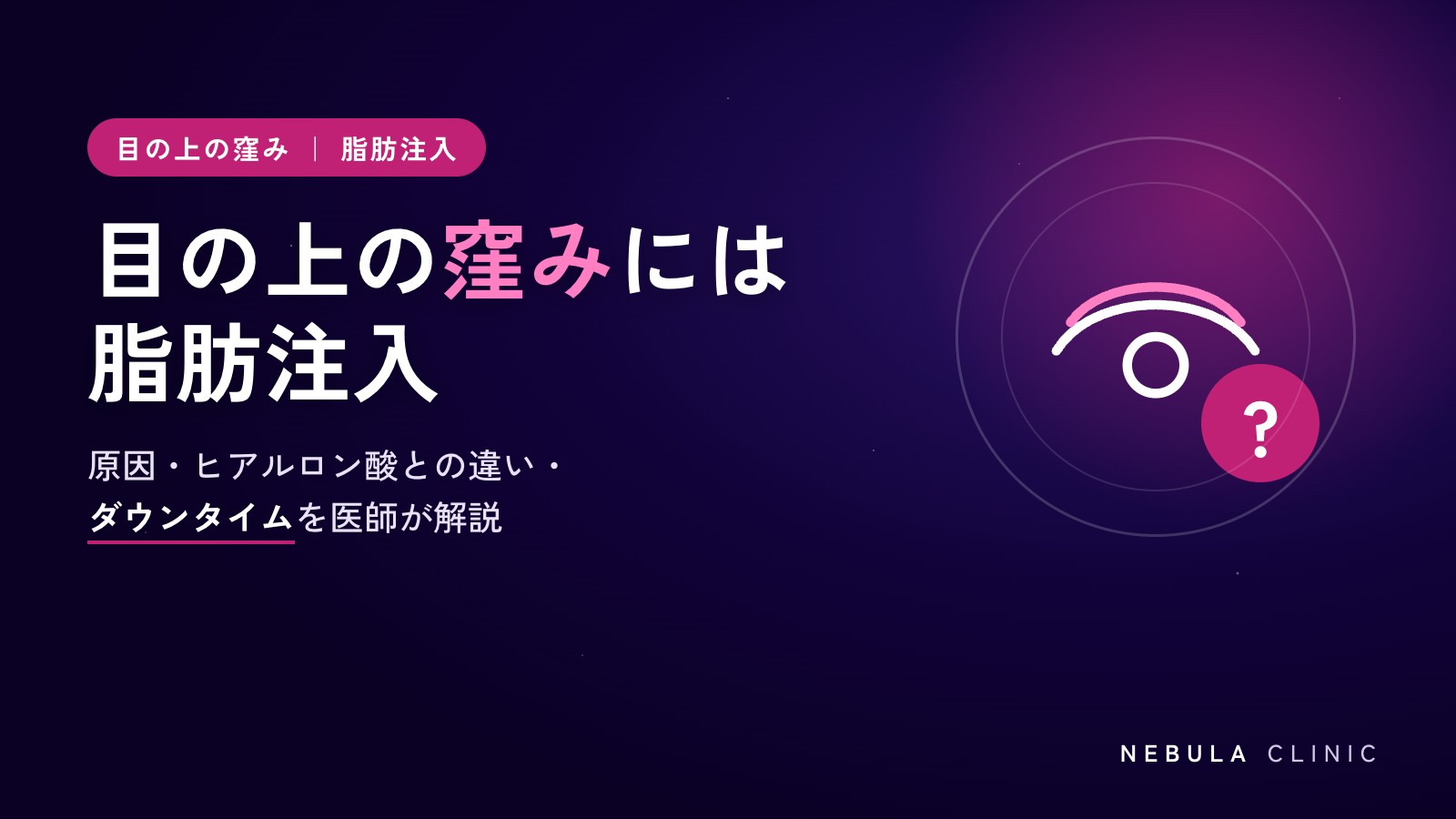 目の上の窪み（くぼみ目）には脂肪注入！老け顔・疲れた目を若返らせる根本治療